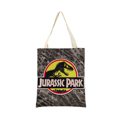 Desene animată Jurassic Park Dinozaur Model Eco Market Geanta de cumpărături Geanta de mână din in cu imprimare dublă fețe Geanta de depozitare pliabilă convenabilă