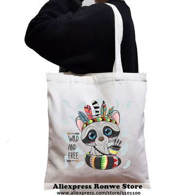 Slatka sova životinja velikog kapaciteta Ženska platnena velika torba za kupnju Djevojka Ženska ženska Ekološka studentska torba na rame za višekratnu upotrebu Crne ručne torbe