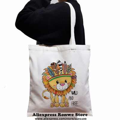 Slatka sova životinja velikog kapaciteta Ženska platnena velika torba za kupnju Djevojka Ženska ženska Ekološka studentska torba na rame za višekratnu upotrebu Crne ručne torbe