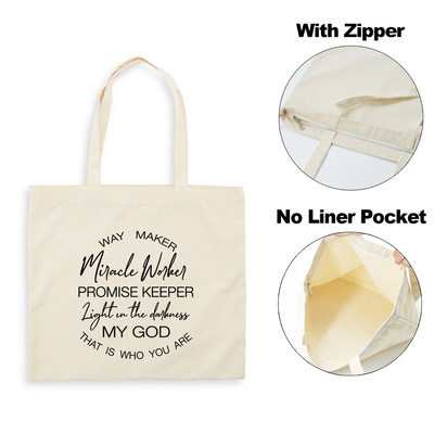 Legyen a fény Jézus Isten női cipzáras vászon válltáskák Harajuku Esztétikai Többször használható Faith Christian Bevásárlótáska Kézitáska