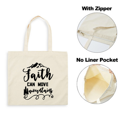 Legyen a fény Jézus Isten női cipzáras vászon válltáskák Harajuku Esztétikai Többször használható Faith Christian Bevásárlótáska Kézitáska