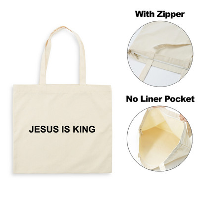 Legyen a fény Jézus Isten női cipzáras vászon válltáskák Harajuku Esztétikai Többször használható Faith Christian Bevásárlótáska Kézitáska