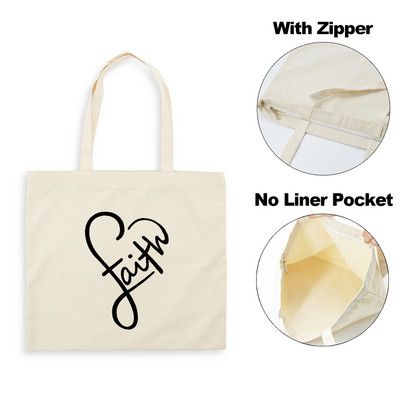 Legyen a fény Jézus Isten női cipzáras vászon válltáskák Harajuku Esztétikai Többször használható Faith Christian Bevásárlótáska Kézitáska