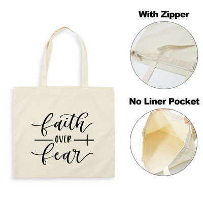 Legyen a fény Jézus Isten női cipzáras vászon válltáskák Harajuku Esztétikai Többször használható Faith Christian Bevásárlótáska Kézitáska