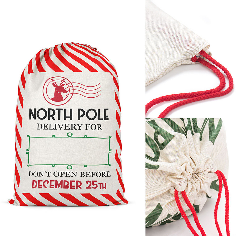Božićni Elk Vrećica za poklon Dječak Djevojčica Party Bomboni Džep s uzicom Prilagodi Čestitka Sretan Božić Poklon Čarapa Shopping Mall