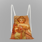 Mucha eļļas glezna drukas skolas mugursoma meitenes aukliņu soma virves soma dāmu ceļojumu mugursoma