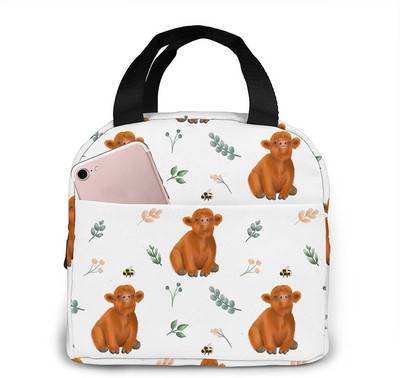 Αστείες τσάντες μεσημεριανού γεύματος αγελάδας Highland για άνδρες Γυναικείες μονωμένες τσάντες μεσημεριανού γεύματος Cooler tote bag for Work Travel Picnic, πολύχρωμες