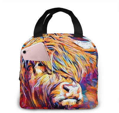 Αστείες τσάντες μεσημεριανού γεύματος αγελάδας Highland για άνδρες Γυναικείες μονωμένες τσάντες μεσημεριανού γεύματος Cooler tote bag for Work Travel Picnic, πολύχρωμες