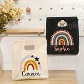 Personalizirana Rainbow prilagođena imena Prijenosne torbe za ručak Toplinski izolirana Bento rashladna torba Torbica za piknik Torbica za hranu Pokloni za žene Djeca