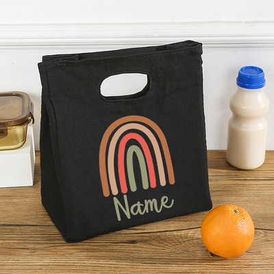 Personalizirana Rainbow prilagođena imena Prijenosne torbe za ručak Toplinski izolirana Bento rashladna torba Torbica za piknik Torbica za hranu Pokloni za žene Djeca