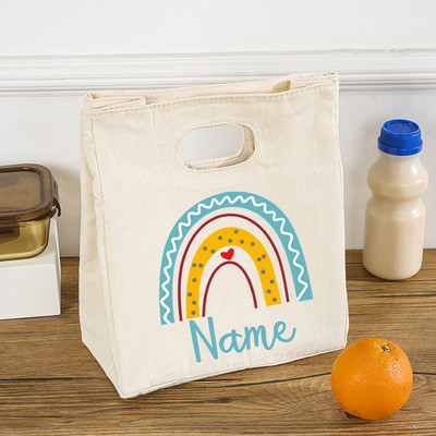 Personalizirana Rainbow prilagođena imena Prijenosne torbe za ručak Toplinski izolirana Bento rashladna torba Torbica za piknik Torbica za hranu Pokloni za žene Djeca