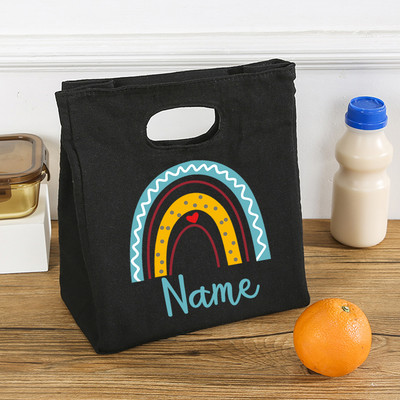 Personalizirana Rainbow prilagođena imena Prijenosne torbe za ručak Toplinski izolirana Bento rashladna torba Torbica za piknik Torbica za hranu Pokloni za žene Djeca