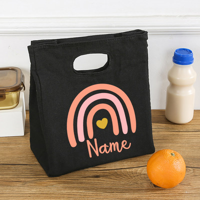 Personalizirana Rainbow prilagođena imena Prijenosne torbe za ručak Toplinski izolirana Bento rashladna torba Torbica za piknik Torbica za hranu Pokloni za žene Djeca
