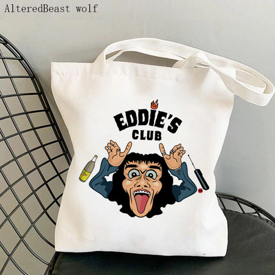 Dámska nákupná taška Eddie Munson, kreslená kabelka Hellfire Club, taška Hellfire Club Harajuku, plátená nákupná taška pre dievčatá