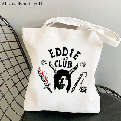 Dámska nákupná taška Eddie Munson, kreslená kabelka Hellfire Club, taška Hellfire Club Harajuku, plátená nákupná taška pre dievčatá