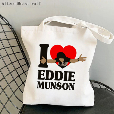 Dámska nákupná taška Eddie Munson, kreslená kabelka Hellfire Club, taška Hellfire Club Harajuku, plátená nákupná taška pre dievčatá