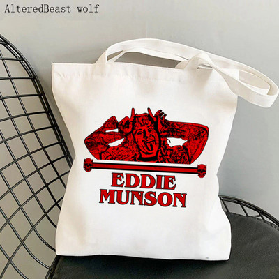 Dámska nákupná taška Eddie Munson, kreslená kabelka Hellfire Club, taška Hellfire Club Harajuku, plátená nákupná taška pre dievčatá