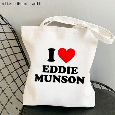 Dámska nákupná taška Eddie Munson, kreslená kabelka Hellfire Club, taška Hellfire Club Harajuku, plátená nákupná taška pre dievčatá
