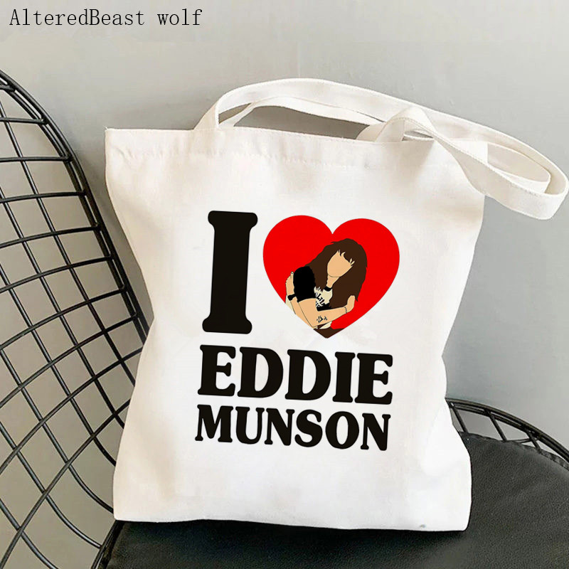 Dámska nákupná taška Eddie Munson, kreslená kabelka Hellfire Club, taška Hellfire Club Harajuku, plátená nákupná taška pre dievčatá