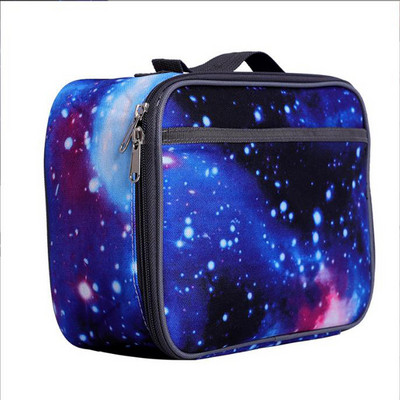 Bento pusdienu kastītes, zilas Oksfordas auduma izolācijas svītras, dinozauru soma kvadrātveida studentu pusdienu soma vīriešiem