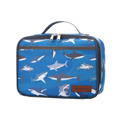 Bento pusdienu kastītes, zilas Oksfordas auduma izolācijas svītras, dinozauru soma kvadrātveida studentu pusdienu soma vīriešiem