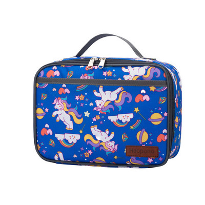 Bento pusdienu kastītes, zilas Oksfordas auduma izolācijas svītras, dinozauru soma kvadrātveida studentu pusdienu soma vīriešiem