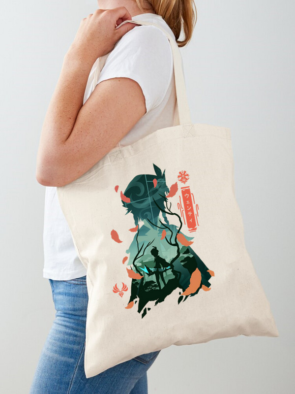 Genshin Impact Printing Tshirts Xiao Venti Platnena torba Ženska torba na rame Modne shopping torbe velikog kapaciteta