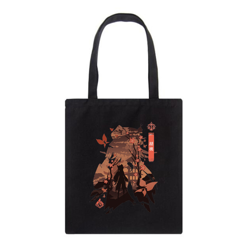 Genshin Impact Printing Tshirts Xiao Venti Platnena torba Ženska torba na rame Modne shopping torbe velikog kapaciteta