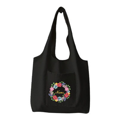 Modna ženska torba za nošenje preko ramena Prilagođeno personalizirano ime Torba za višekratnu kupovinu Platnena torba za putnička putovanja Ručna torba velikog kapaciteta Velika torba