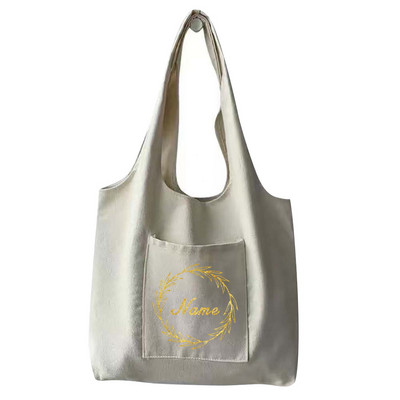 Modna ženska torba za nošenje preko ramena Prilagođeno personalizirano ime Torba za višekratnu kupovinu Platnena torba za putnička putovanja Ručna torba velikog kapaciteta Velika torba