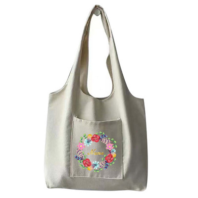 Modna ženska torba za nošenje preko ramena Prilagođeno personalizirano ime Torba za višekratnu kupovinu Platnena torba za putnička putovanja Ručna torba velikog kapaciteta Velika torba