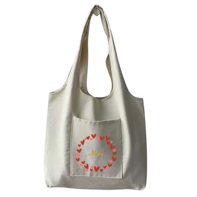 Modna ženska torba za nošenje preko ramena Prilagođeno personalizirano ime Torba za višekratnu kupovinu Platnena torba za putnička putovanja Ručna torba velikog kapaciteta Velika torba