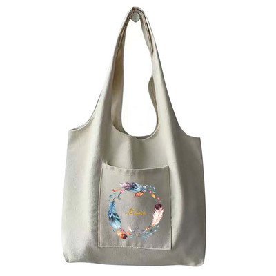 Modna ženska torba za nošenje preko ramena Prilagođeno personalizirano ime Torba za višekratnu kupovinu Platnena torba za putnička putovanja Ručna torba velikog kapaciteta Velika torba