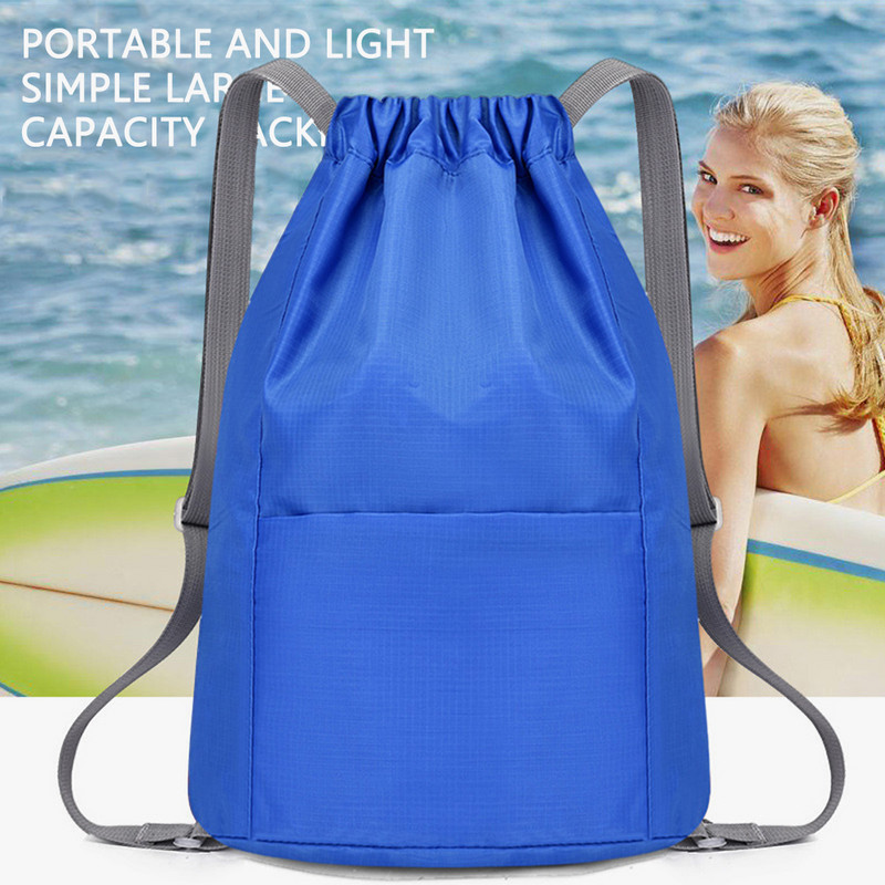 Rucsacuri cu șnur de mare capacitate pentru plajă Rucsac cu șnur cu fermoar portabil Pânză Oxford pentru sport de înot pentru yoga fitness