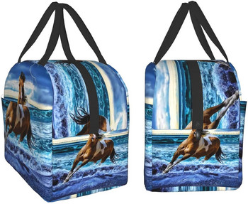 Running Horse Lunch Bag Τσάντα Tote Bag Τσάντα μεσημεριανού γεύματος για γυναίκες άνδρες Παιδικό κουτί μεσημεριανού γεύματος μονωμένο δοχείο για μεσημεριανό γεύμα για γραφείο πικ-νικ παραλία