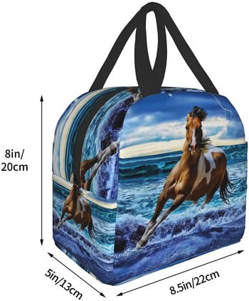 Running Horse Lunch Bag Τσάντα Tote Bag Τσάντα μεσημεριανού γεύματος για γυναίκες άνδρες Παιδικό κουτί μεσημεριανού γεύματος μονωμένο δοχείο για μεσημεριανό γεύμα για γραφείο πικ-νικ παραλία