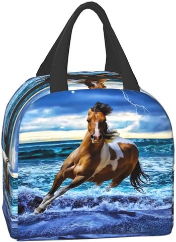 Running Horse Lunch Bag Τσάντα Tote Bag Τσάντα μεσημεριανού γεύματος για γυναίκες άνδρες Παιδικό κουτί μεσημεριανού γεύματος μονωμένο δοχείο για μεσημεριανό γεύμα για γραφείο πικ-νικ παραλία