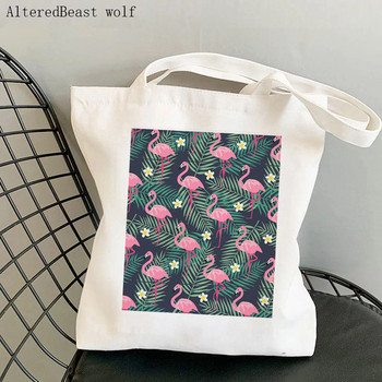 Γυναικεία τσάντα αγορών Flamingo Yoga Printed Kawaii Bag Harajuku Shopping Canvas Shopper Τσάντα για κορίτσι Τσάντα Tote Shoulder Lady Bag