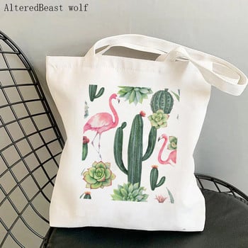 Γυναικεία τσάντα αγορών Flamingo Yoga Printed Kawaii Bag Harajuku Shopping Canvas Shopper Τσάντα για κορίτσι Τσάντα Tote Shoulder Lady Bag