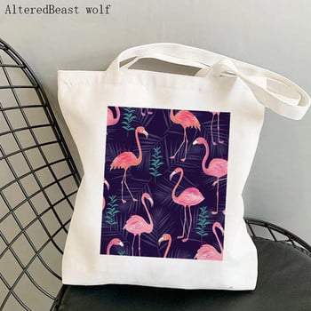 Γυναικεία τσάντα αγορών Flamingo Yoga Printed Kawaii Bag Harajuku Shopping Canvas Shopper Τσάντα για κορίτσι Τσάντα Tote Shoulder Lady Bag