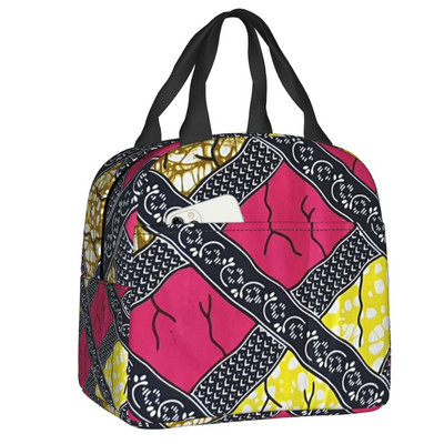 Stílusos és egyedi afrikai ankarai nyomatok Mintás minták Szigetelt ebédzsákok Bohém stílusú újrahasznosítható hőhűtő Bento Box
