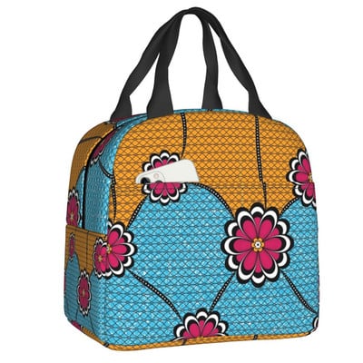 Stílusos és egyedi afrikai ankarai nyomatok Mintás minták Szigetelt ebédzsákok Bohém stílusú újrahasznosítható hőhűtő Bento Box