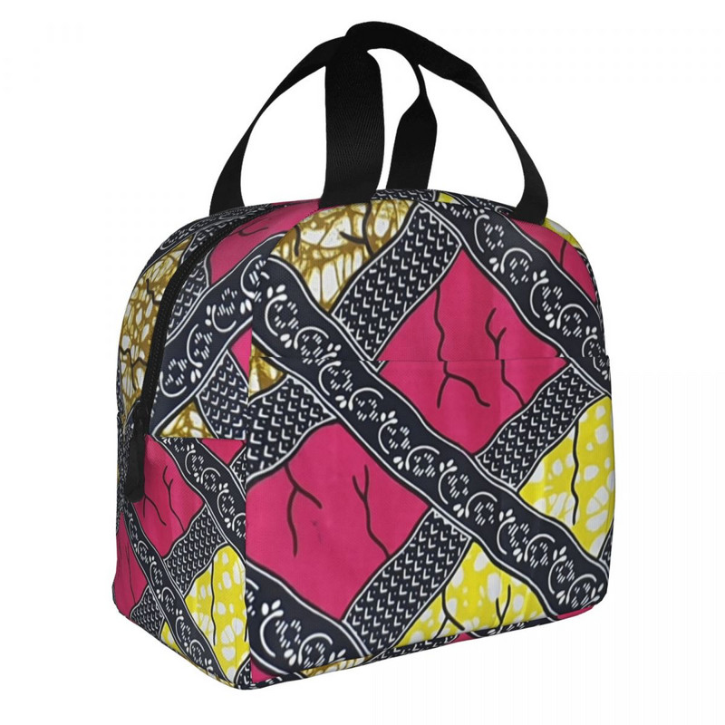 Stílusos és egyedi afrikai ankarai nyomatok Mintás minták Szigetelt ebédzsákok Bohém stílusú újrahasznosítható hőhűtő Bento Box