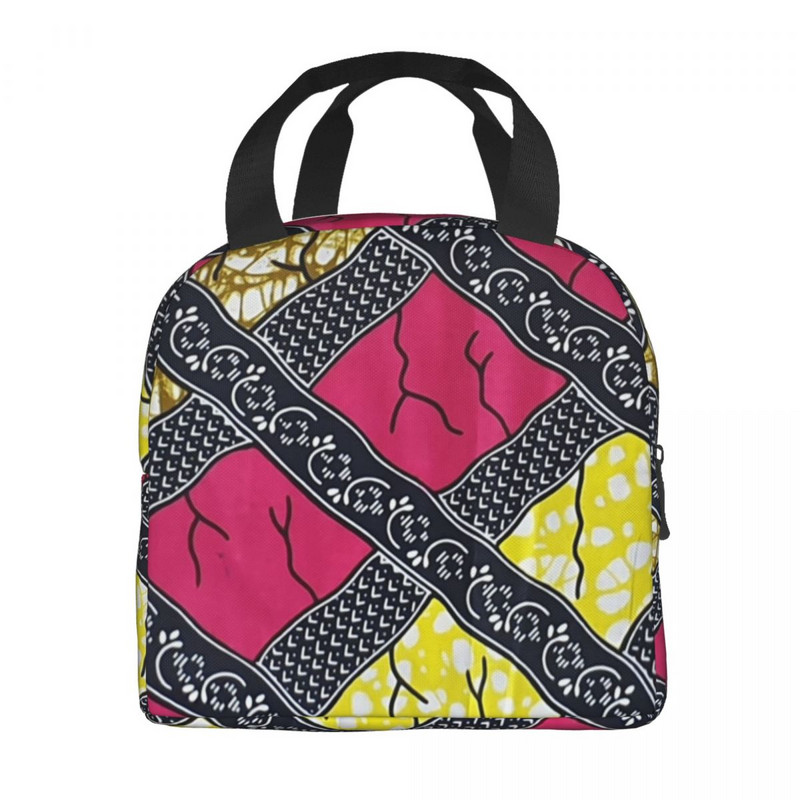 Stílusos és egyedi afrikai ankarai nyomatok Mintás minták Szigetelt ebédzsákok Bohém stílusú újrahasznosítható hőhűtő Bento Box
