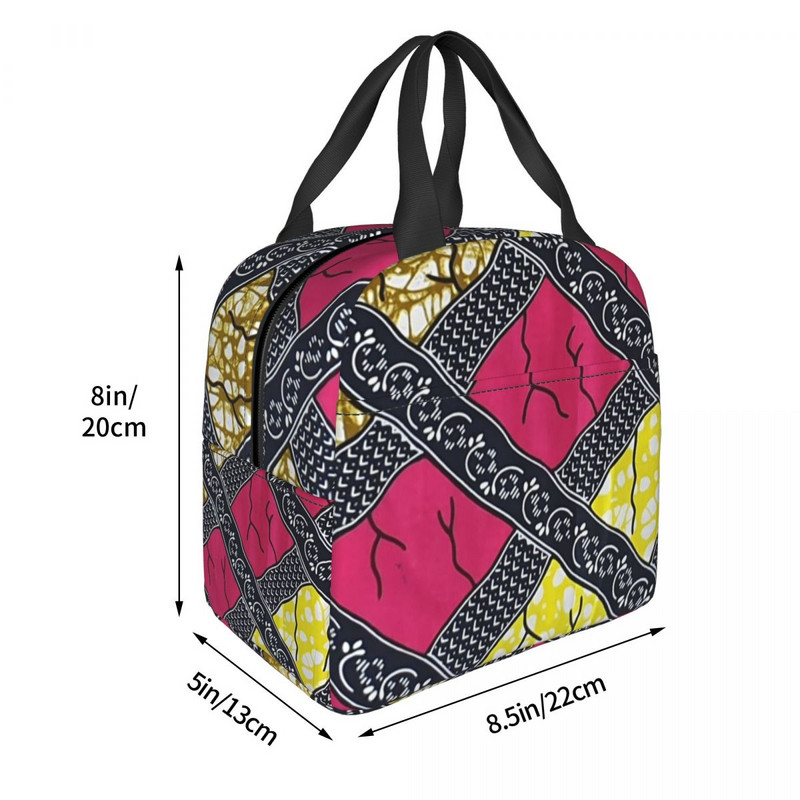 Stílusos és egyedi afrikai ankarai nyomatok Mintás minták Szigetelt ebédzsákok Bohém stílusú újrahasznosítható hőhűtő Bento Box