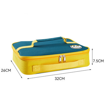 Dvigubos rankenos priešpiečių dėžutės maisto terminis maišelis, storas Oksfordo audinio kvadratas Bento pikniko maišelis Didelės talpos vakarienės konteinerio rankinės