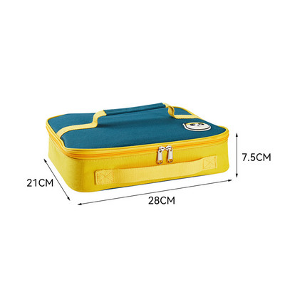 Dvigubos rankenos priešpiečių dėžutės maisto terminis maišelis, storas Oksfordo audinio kvadratas Bento pikniko maišelis Didelės talpos vakarienės konteinerio rankinės