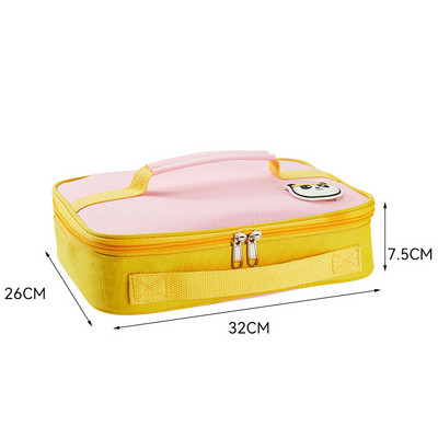 Dvigubos rankenos priešpiečių dėžutės maisto terminis maišelis, storas Oksfordo audinio kvadratas Bento pikniko maišelis Didelės talpos vakarienės konteinerio rankinės