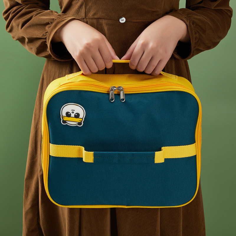 Dvigubos rankenos priešpiečių dėžutės maisto terminis maišelis, storas Oksfordo audinio kvadratas Bento pikniko maišelis Didelės talpos vakarienės konteinerio rankinės