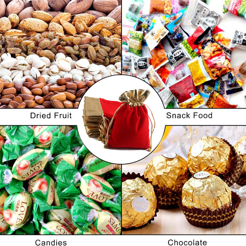 1kom Baršunasta vrećica Narukvica Vrećica za slatkiše Vrećice za pakiranje nakita Vrećica s vezicom za vjenčanje Poklon vrećica Festivalska božićna vrećica za pohranu darova